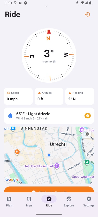 Ride screen and compass