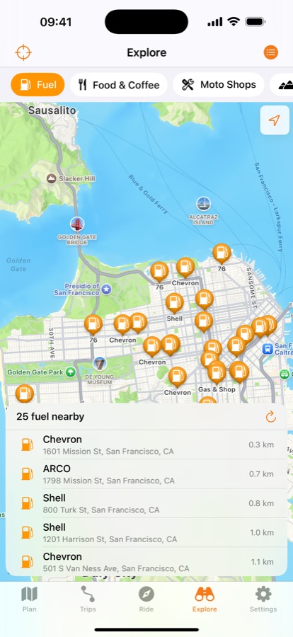 Explore places along the route